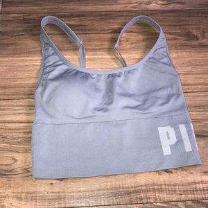 PINk Victoria’s Secret grey ribbed sport bra size SMALL